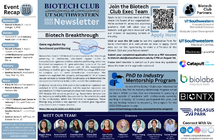 Past Newsletters :: BiotechnologyClubUTSW
